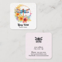 libellules et fleurs d'aquarelle