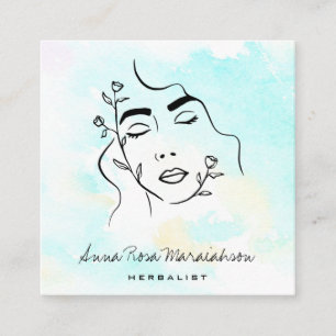 Carte De Visite Carré *~* Ligne Botanique Déesse Art QR Verdure