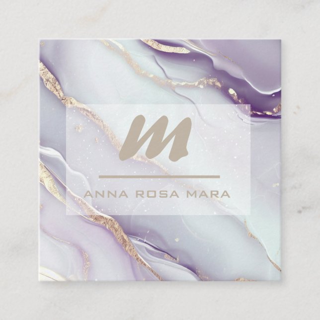 Carte De Visite Carré *~* Lilac QR AP66 Marbre Glam Luxe Parties scintil (Devant)