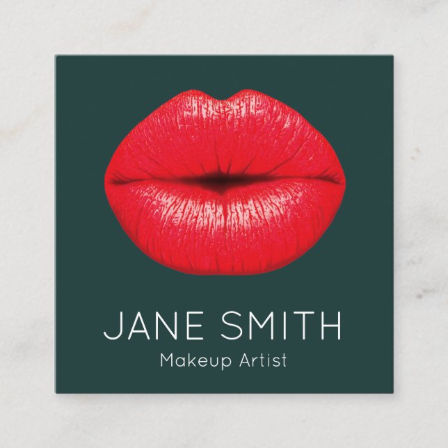 Carte De Visite Carré Lipstick lèvres maquillage artiste moderne design (Devant)