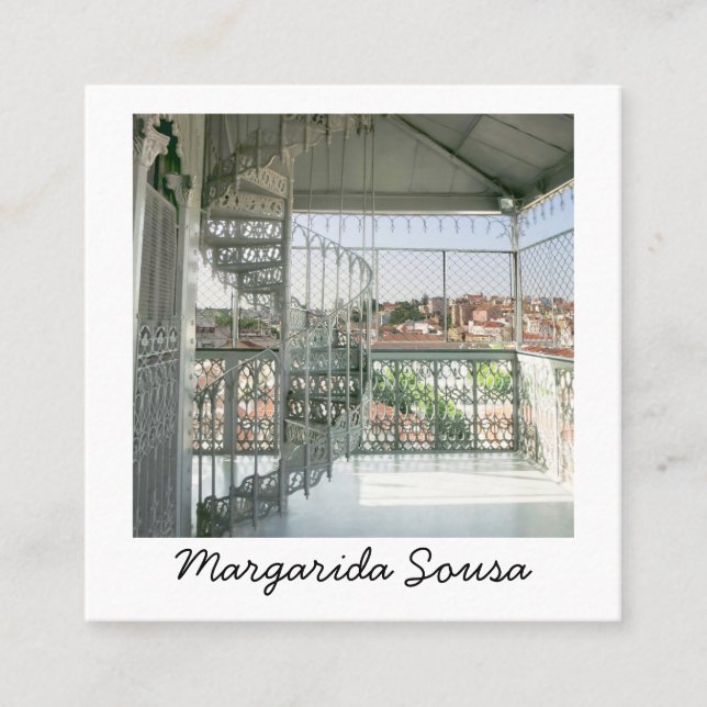 Carte De Visite Carré Lisbonne Portugal Ville Europe Photo Tourisme (Devant)