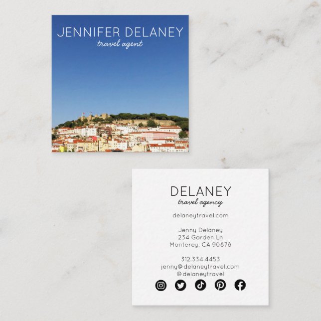 Carte De Visite Carré Lisbonne Portugal Ville Europe Photo Tourisme (Devant / Derrière)