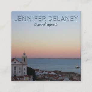 Carte De Visite Carré Lisbonne Portugal Ville Sunset Photo Voyage Touris