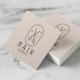 Carte De Visite Carré Liste de cheveux minimaliste ciseau Logo Pastel Sa