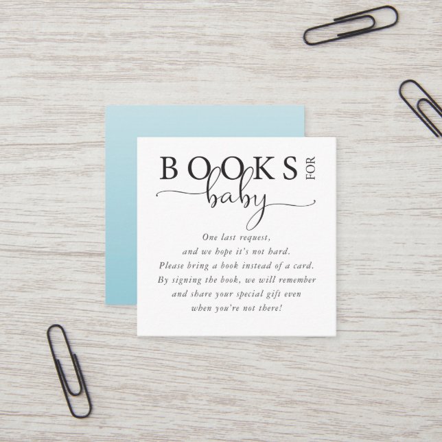 Carte De Visite Carré Livres modernes pour insertion bébé (Devant/Arrière en situation)