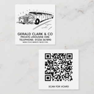Carte De Visite Carré Location de Limousine Luxueuse avec Extension