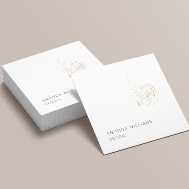 Carte De Visite Carré Logo Abstrait minimal Gold Designer (Créateur téléchargé)