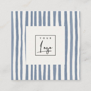 Carte De Visite Carré Logo Bandes Dessinées à la Main Aquarelle Bleu Cré