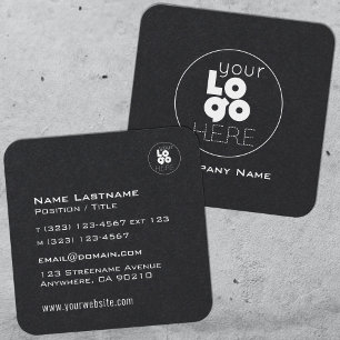 Carte De Visite Carré Logo blanc moderne sur Masculine Arête Arrondie No