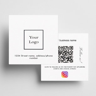 Carte De Visite Carré Logo blanc qr code instagram suivez-nous