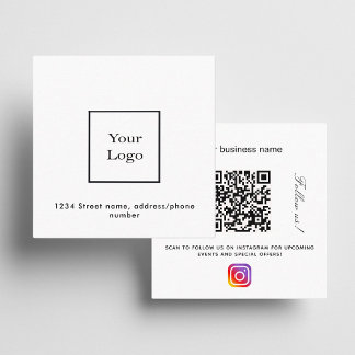 Carte De Visite Carré Logo blanc qr code instagram suivez-nous