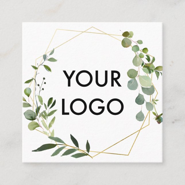 Carte De Visite Carré Logo Botanique Verdure Eucalyptus Carré (Devant)
