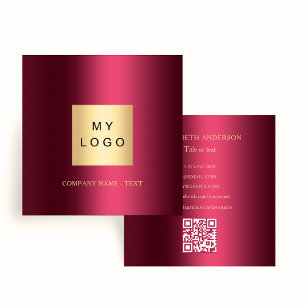 Carte De Visite Carré Logo Bourgogne QR code social médias icônes premiu