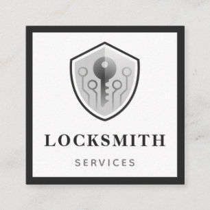 Carte De Visite Carré Logo Clé Grise Locksmith Services Médias sociaux G