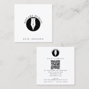 Carte De Visite Carré Logo d'agent de signature de service de notaire mi