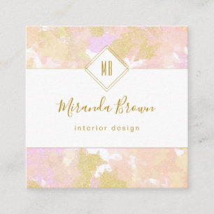 Carte De Visite Carré Logo de calligraphie élégante et moderne Abstrait 