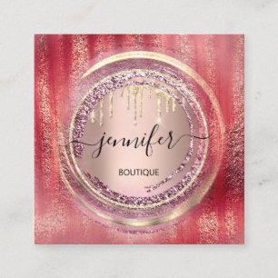 Carte De Visite Carré Logo de code QR Boutique Broussailler Rose Gold Dr