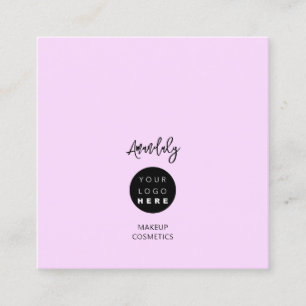 Carte De Visite Carré Logo de code QR Minimalisme rose Pastel Élégant