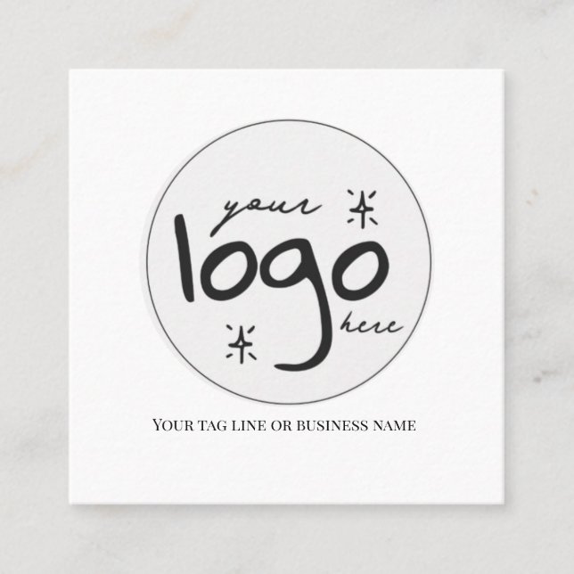 Carte De Visite Carré Logo de code QR Moderne Simple Blanc (Devant)