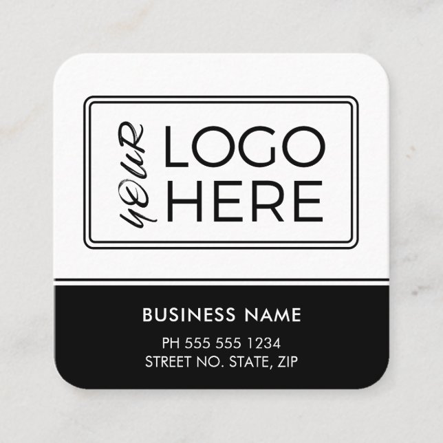 Carte De Visite Carré Logo de code QR noir simple et moderne (Devant)