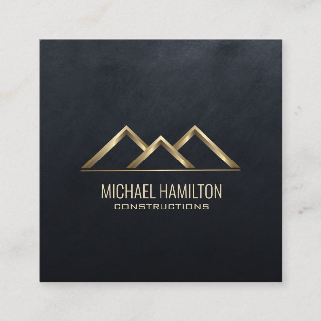 Carte De Visite Carré Logo de construction immobilière simple profession (Devant)