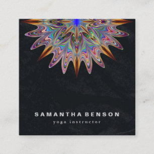 Carte De Visite Carré Logo de fleur de lotus élégant Yoga
