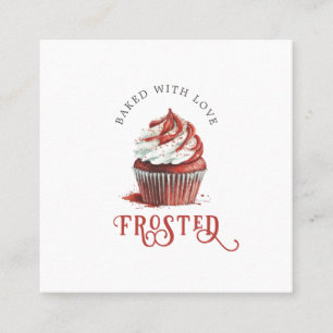 Carte De Visite Carré Logo de gâteau cupcake Red Velvet Baker écriture c