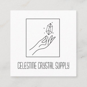 Carte De Visite Carré Logo de la boutique en cristal minimaliste Gemston