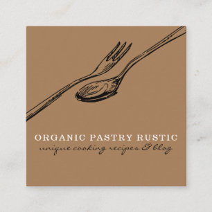 Carte De Visite Carré Logo de la cuillère à manger pour la Cuisine du ch