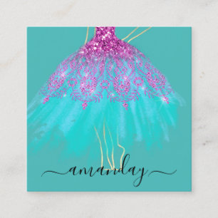 Carte De Visite Carré Logo de la Parties scintillant du couturier QR Gol