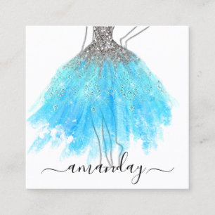 Carte De Visite Carré Logo de la Parties scintillant du couturier QR gri