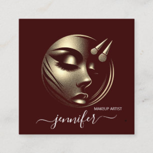 Carte De Visite Carré Logo de l'artiste de maquillage professionnel Bour