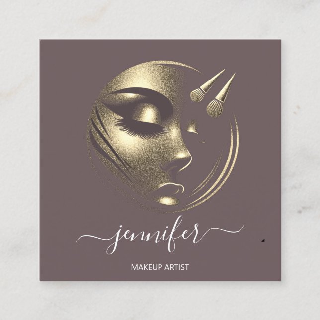 Carte De Visite Carré Logo de l'artiste de maquillage professionnel Lash (Devant)