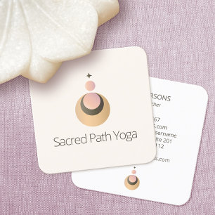 Carte De Visite Carré Logo de l'enseignant de yoga Celestial Boho
