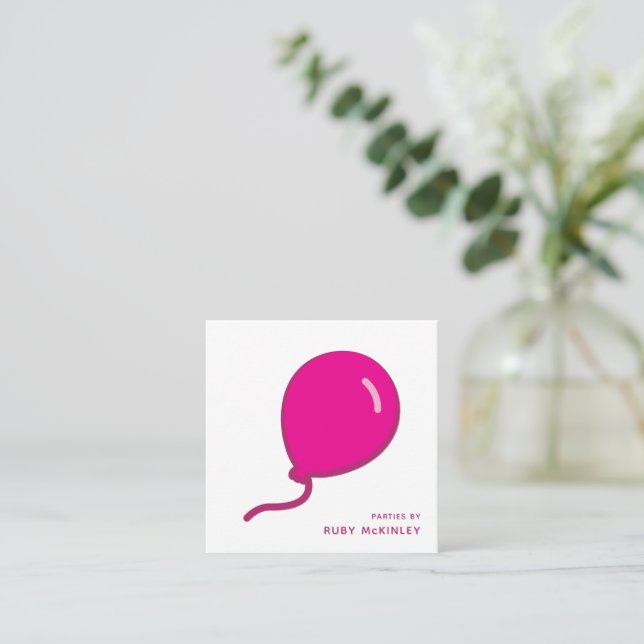 Carte De Visite Carré Logo de l'entreprise de ballons | Code QR (Debout devant)