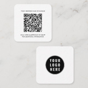 Carte De Visite Carré Logo de l'entreprise et code QR simple