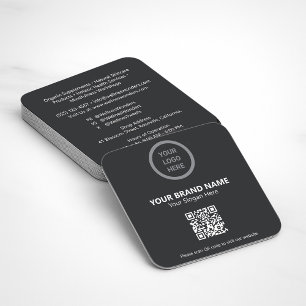 Carte De Visite Carré Logo de l'entreprise sur mesure noir Code QR moder