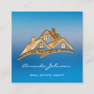 Carte De Visite Carré Logo de maison personnalisée Agent immobilier Hom