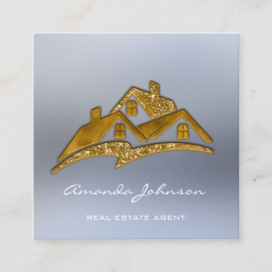 Carte De Visite Carré Logo de maison personnalisée Agent immobilier Home