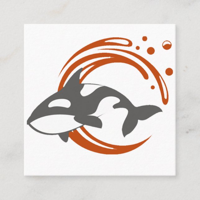 Carte De Visite Carré Logo de mascotte baleine orque (Devant)