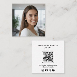 Carte De Visite Carré Logo de médias sociaux QR Code pour photographes p