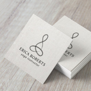 Carte De Visite Carré Logo de méditation de l'instructeur de Yoga Linen