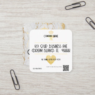 Carte De Visite Carré Logo de petite entreprise CŒUR PERSONNALISÉ Merci 