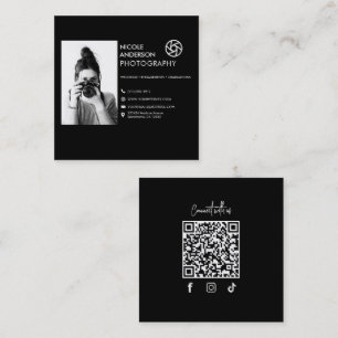 Carte De Visite Carré Logo de photographe d'appareil photo minimal moder