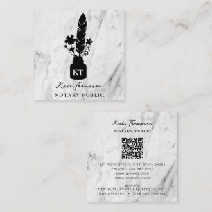 Carte De Visite Carré Logo de plume botanique moderne de l'agent de sign