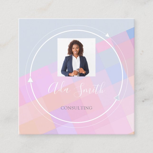 Carte De Visite Carré Logo de QRCode Conseils photo personnalisés Financ (Devant)