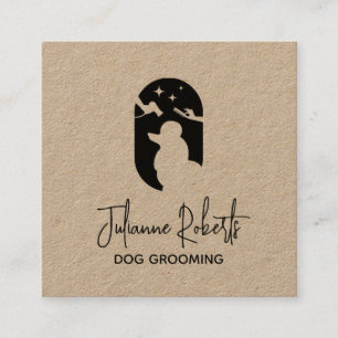 Carte De Visite Carré logo de soins pour animaux modernes toilettage de