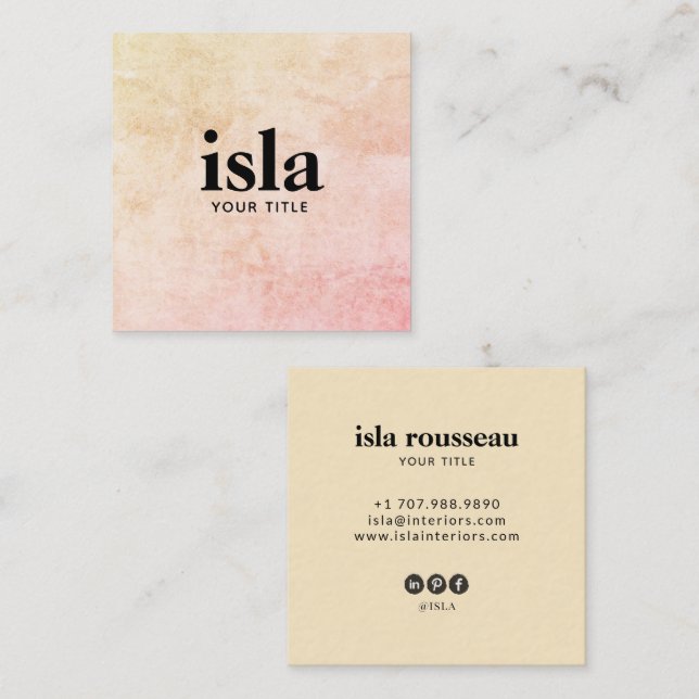 Carte De Visite Carré Logo de typographie professionnelle Soft Blush Cre (Devant / Derrière)
