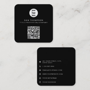 Carte De Visite Carré Logo d'entreprise de code QR Moderne minimaliste