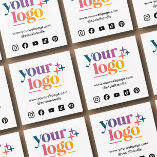 Carte De Visite Carré Logo d'entreprise Médias sociaux personnalisés